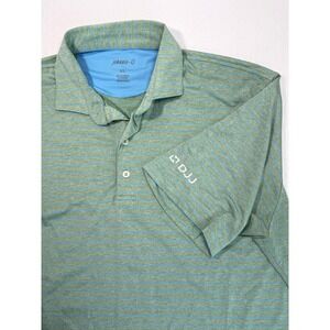 Johnnie-O Newton Performance Polo Shirt Mens XL Green Blue Striped JMPO4190 DJJ